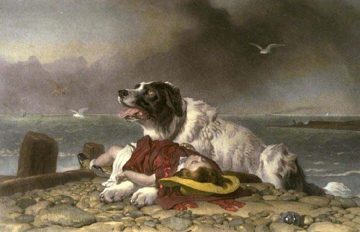 Sir edwin henry landseer,R.A. Saved Norge oil painting art